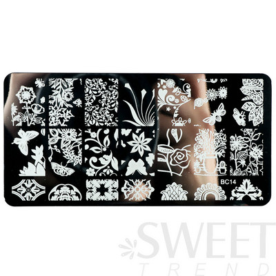 12x6cm Nail Art Ploče za žigosanje Latice od čipke Leptir Mandala Biljke Predložak za apstraktne pečate Šablone za ispis laka Kalupi BEBC