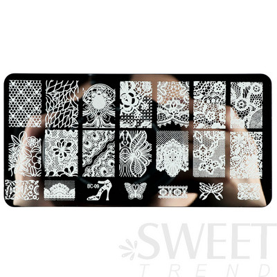 12x6cm Nail Art Ploče za žigosanje Latice od čipke Leptir Mandala Biljke Predložak za apstraktne pečate Šablone za ispis laka Kalupi BEBC