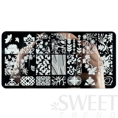 12x6cm Nail Art Ploče za žigosanje Latice od čipke Leptir Mandala Biljke Predložak za apstraktne pečate Šablone za ispis laka Kalupi BEBC