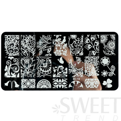 12x6cm Nail Art Ploče za žigosanje Latice od čipke Leptir Mandala Biljke Predložak za apstraktne pečate Šablone za ispis laka Kalupi BEBC