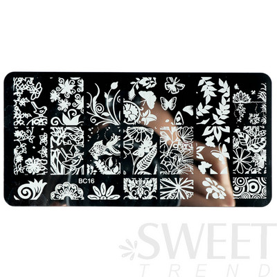 12x6cm Nail Art Ploče za žigosanje Latice od čipke Leptir Mandala Biljke Predložak za apstraktne pečate Šablone za ispis laka Kalupi BEBC