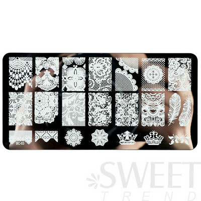 12x6cm Nail Art Ploče za žigosanje Latice od čipke Leptir Mandala Biljke Predložak za apstraktne pečate Šablone za ispis laka Kalupi BEBC