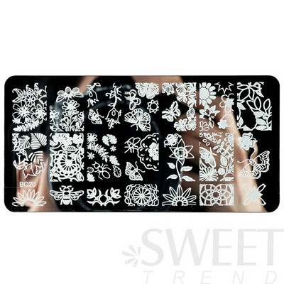 12x6cm Nail Art Ploče za žigosanje Latice od čipke Leptir Mandala Biljke Predložak za apstraktne pečate Šablone za ispis laka Kalupi BEBC