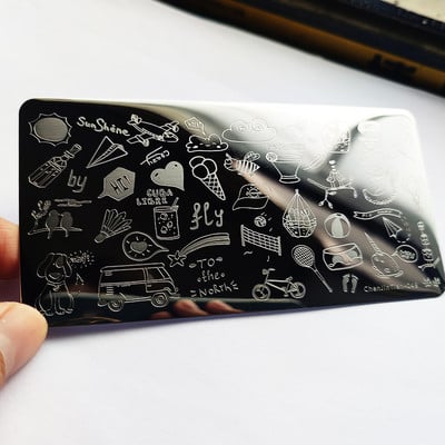 Inimă drăguță, flori, plăci de ștanțare a unghiilor, imprimeu cu înger, imagine personaj de desene animate drăguț, șablon din oțel inoxidabil pentru unghii