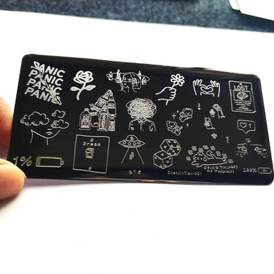 Inimă drăguță, flori, plăci de ștanțare a unghiilor, imprimeu cu înger, imagine personaj de desene animate drăguț, șablon din oțel inoxidabil pentru unghii