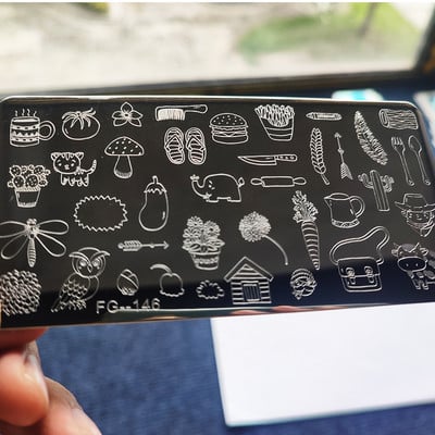 Inimă drăguță, flori, plăci de ștanțare a unghiilor, imprimeu cu înger, imagine personaj de desene animate drăguț, șablon din oțel inoxidabil pentru unghii