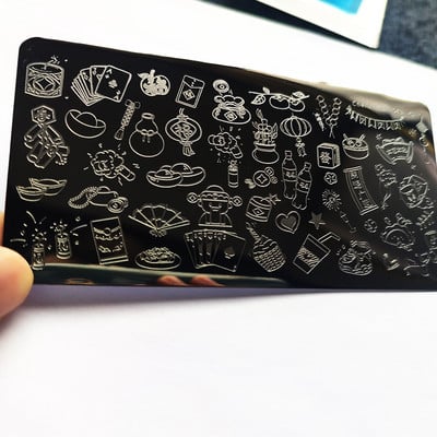 Inimă drăguță, flori, plăci de ștanțare a unghiilor, imprimeu cu înger, imagine personaj de desene animate drăguț, șablon din oțel inoxidabil pentru unghii