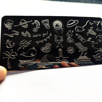 Inimă drăguță, flori, plăci de ștanțare a unghiilor, imprimeu cu înger, imagine personaj de desene animate drăguț, șablon din oțel inoxidabil pentru unghii