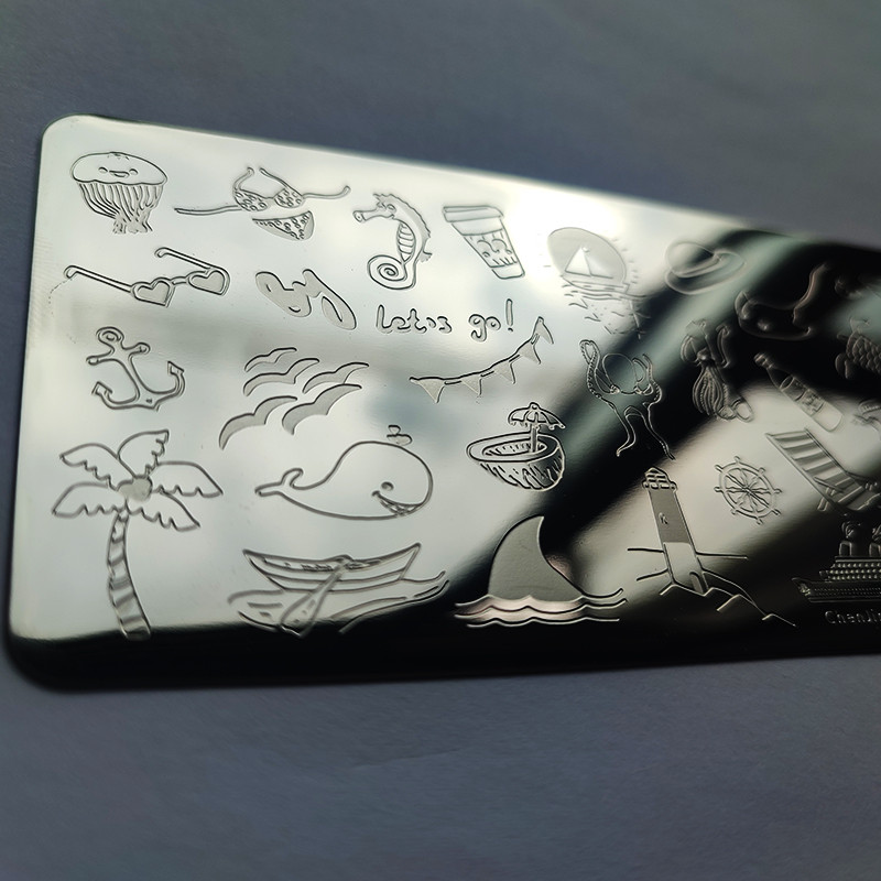 Inimă drăguță, flori, plăci de ștanțare a unghiilor, imprimeu cu înger, imagine personaj de desene animate drăguț, șablon din oțel inoxidabil pentru unghii