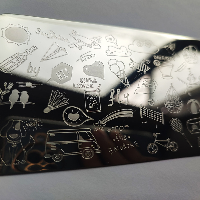 Inimă drăguță, flori, plăci de ștanțare a unghiilor, imprimeu cu înger, imagine personaj de desene animate drăguț, șablon din oțel inoxidabil pentru unghii