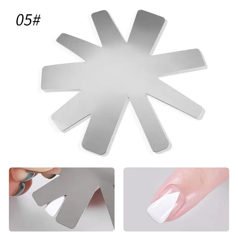 Instrument pentru arta unghiilor Nou instrument francez de plastic din oțel cristal pentru fabricarea unghiilor șablon în formă de V din oțel inoxidabil Instrument de extensie pentru arta unghiilor