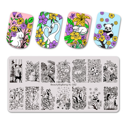 BeautyBigBang pločice za utiskivanje noktiju 1kom Ocean Beach Summer Wind Predložak za nokte Pravokutna šablonska pločica za nokte BBB XL-002