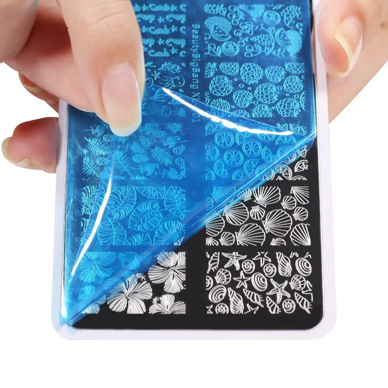 BeautyBigBang pločice za utiskivanje noktiju 1kom Ocean Beach Summer Wind Predložak za nokte Pravokutna šablonska pločica za nokte BBB XL-002