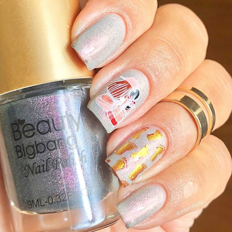 BeautyBigBang pločice za utiskivanje noktiju 1kom Ocean Beach Summer Wind Predložak za nokte Pravokutna šablonska pločica za nokte BBB XL-002