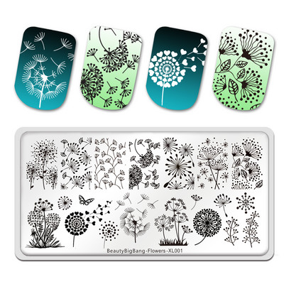 Beauty Big Bang Stamping Plates Мухъл Сърце Глухарче Пеперуда Цвете Стил Изображение Шаблон от неръждаема стомана Шаблон за нокти