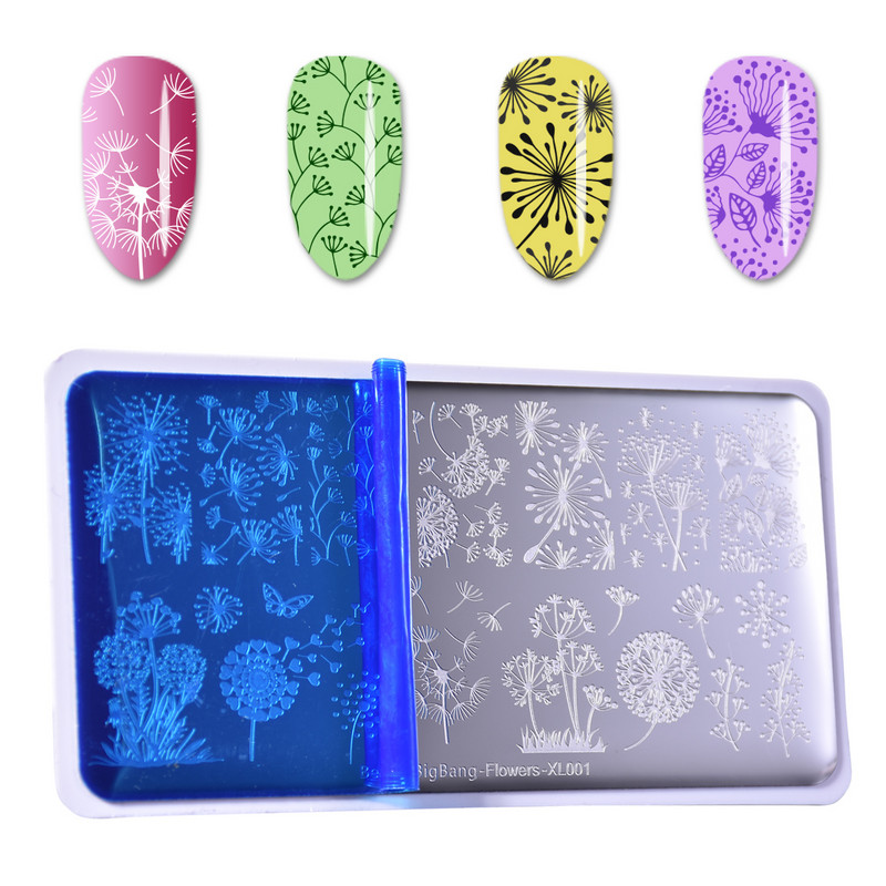 Skaistumkopšanas Lielā sprādziena štancēšanas plāksnes Pelējuma sirds pienenes tauriņš ziedu stila attēls nerūsējošā tērauda trafarets nagu mākslas veidne