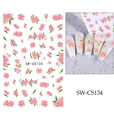 Violeta ziedu nagu uzlīmes 3D margrietiņa ķiršu ziedi ziedlapiņas lapas tauriņu piekariņi pavasara vasaras slīdnis Y2K manikīra dekors