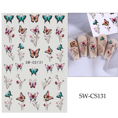 Violeta ziedu nagu uzlīmes 3D margrietiņa ķiršu ziedi ziedlapiņas lapas tauriņu piekariņi pavasara vasaras slīdnis Y2K manikīra dekors