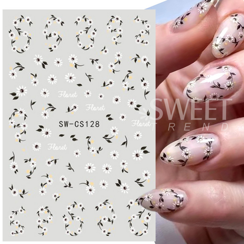 Violeta ziedu nagu uzlīmes 3D margrietiņa ķiršu ziedi ziedlapiņas lapas tauriņu piekariņi pavasara vasaras slīdnis Y2K manikīra dekors