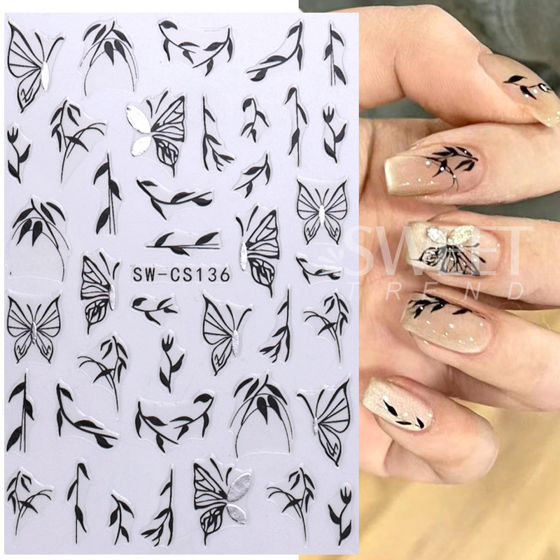 Violeta ziedu nagu uzlīmes 3D margrietiņa ķiršu ziedi ziedlapiņas lapas tauriņu piekariņi pavasara vasaras slīdnis Y2K manikīra dekors