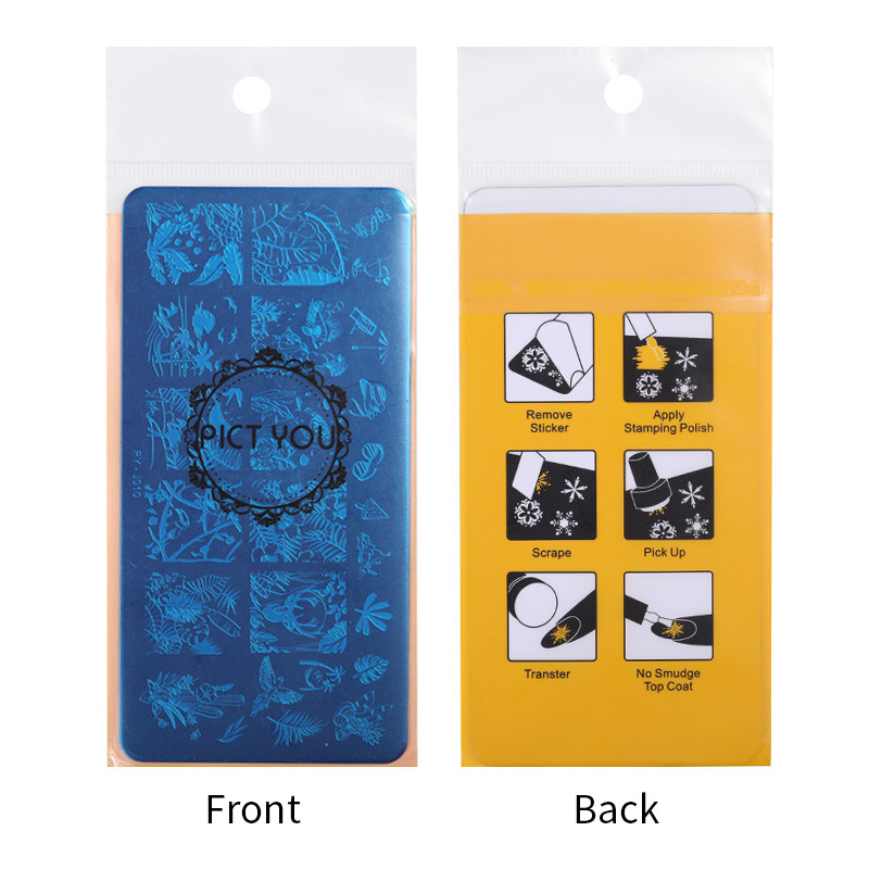 PICT You Taisnstūra štancēšanas plāksne Vieta nagu attēlu dizains zīmogu veidnes nagu mākslas attēla plāksne nerūsējošā tērauda instrumenti