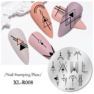 1 gab Lapu, ziedu svītru dizaina apzīmogošanas plāksnes Abstraktas dāmas sejas nagu zīmogu veidnes lapu ziedu apdrukas dzīvnieku trafarets