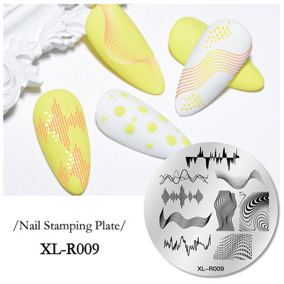 1 gab Lapu, ziedu svītru dizaina apzīmogošanas plāksnes Abstraktas dāmas sejas nagu zīmogu veidnes lapu ziedu apdrukas dzīvnieku trafarets