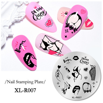 1 gab Lapu, ziedu svītru dizaina apzīmogošanas plāksnes Abstraktas dāmas sejas nagu zīmogu veidnes lapu ziedu apdrukas dzīvnieku trafarets