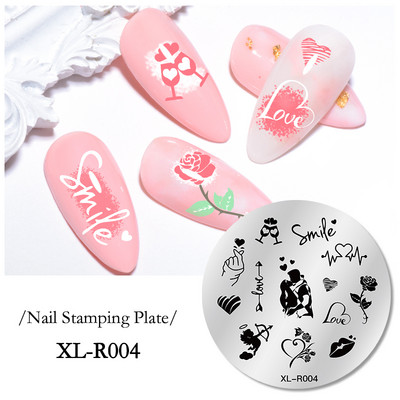 1 gab Lapu, ziedu svītru dizaina apzīmogošanas plāksnes Abstraktas dāmas sejas nagu zīmogu veidnes lapu ziedu apdrukas dzīvnieku trafarets