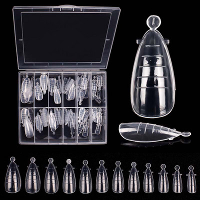 Mandeļu augšējās formas Quick Building Poly Gel Dual Nail Forms Tips Form Full Cover Top Forma Pagarināšanas sistēma Akrila manikīrs 120 gab.