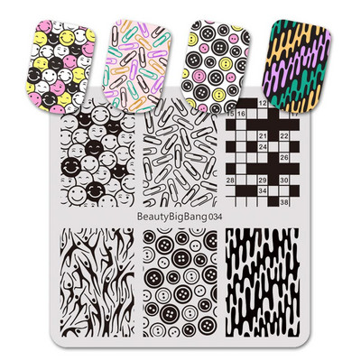 BeautyBigBang Nail Stamping Plate Smile Face Block Clip Μοτίβο από ανοξείδωτο ατσάλι Πλάκες σφράγισης νυχιών FL0045-6A