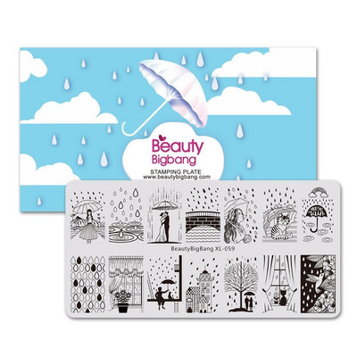 BeautyBigBang Placă de ștanțare pentru unghii, cu zâmbet în dungi, cu model de cleme, din oțel inoxidabil, pentru imprimarea unghiilor, FL0045-6A