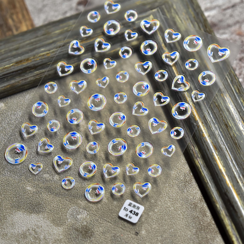 Prekrasne slatke slike mjehurića, 3D ugravirane naljepnice, ukrasi za nokte, dizajn naljepnica