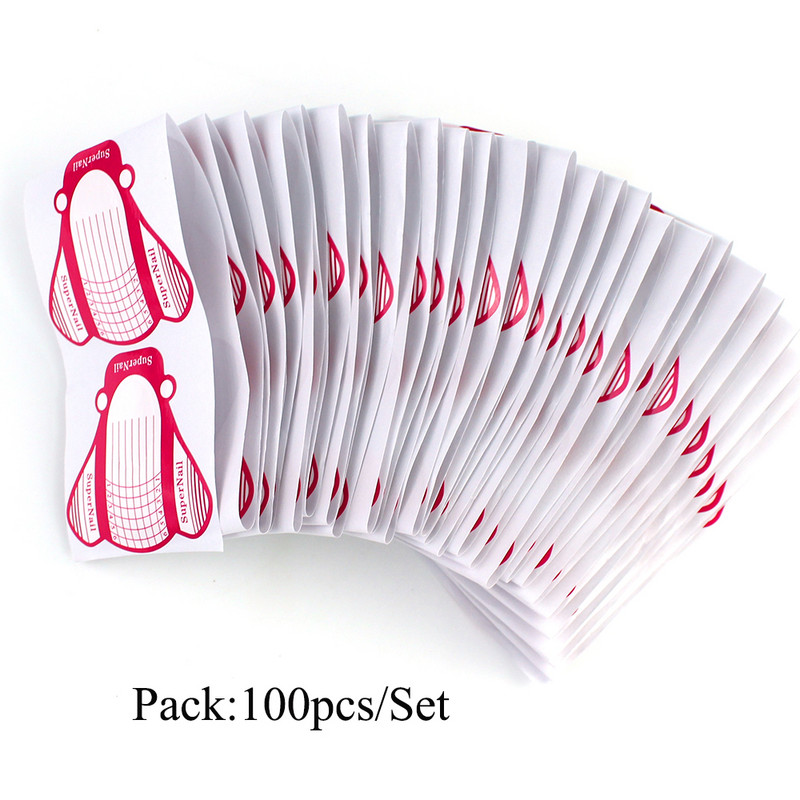 50 vnt/100 vnt nagų formų rinkinys nagų priauginimo meno įrankiai manikiūrui gelis Raudonas baltas prancūziškas priauginimo lipdukas akrilinis manikiūras