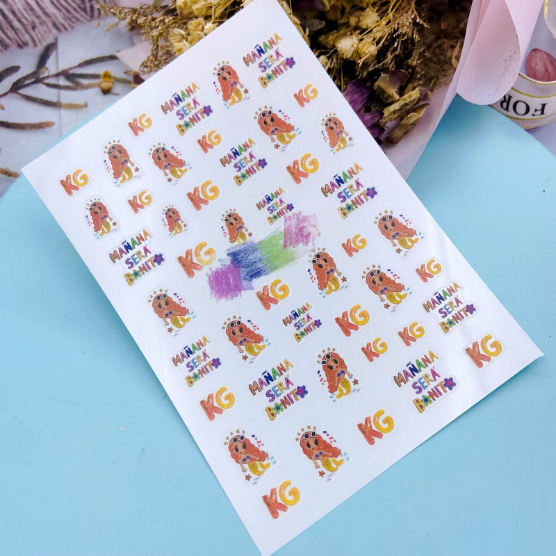 Modni japanski stil Tanke naljepnice za nokte bez tragova Kartonske naljepnice za djevojke Crvena kosa Ljubavno srce Ozbiljna stražnja ljepila Suhe naljepnice za nokte Nail Art