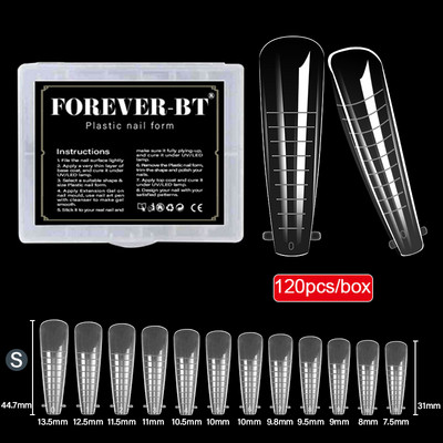 120gab XXL zārka nagu formas UV gēla augšējās veidnes nagu ātrai pagarināšanai veidņu dubultās formas viltus nagiem plastmasas celtniecības želejas forma