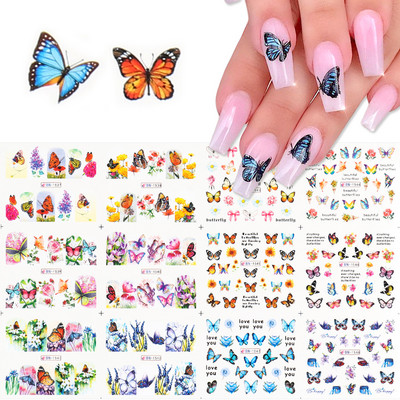12gab Saulespuķu Nagu uzlīmes Blossom Florals Nail Art Water Decals Transfer Foil Sliders Dekorācijas manikīram TRA1633-1644
