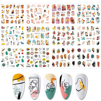 12gab Saulespuķu Nagu uzlīmes Blossom Florals Nail Art Water Decals Transfer Foil Sliders Dekorācijas manikīram TRA1633-1644