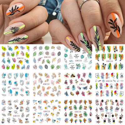 12gab Saulespuķu Nagu uzlīmes Blossom Florals Nail Art Water Decals Transfer Foil Sliders Dekorācijas manikīram TRA1633-1644