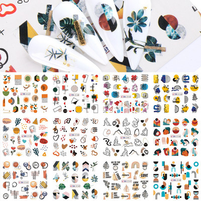 12gab Saulespuķu Nagu uzlīmes Blossom Florals Nail Art Water Decals Transfer Foil Sliders Dekorācijas manikīram TRA1633-1644