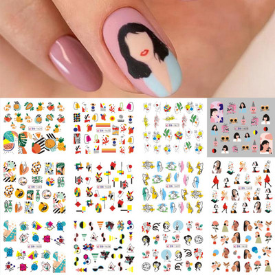 12gab Saulespuķu Nagu uzlīmes Blossom Florals Nail Art Water Decals Transfer Foil Sliders Dekorācijas manikīram TRA1633-1644