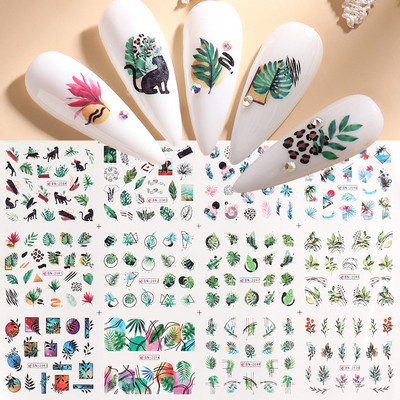 12gab Saulespuķu Nagu uzlīmes Blossom Florals Nail Art Water Decals Transfer Foil Sliders Dekorācijas manikīram TRA1633-1644