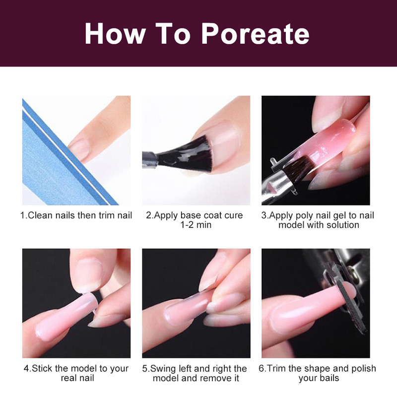 Plastmasas fiksēts klipsis poli nagu želejas mākslas instrumentiem nagu formas uzgaļi pagarinājuma veidotāja skava