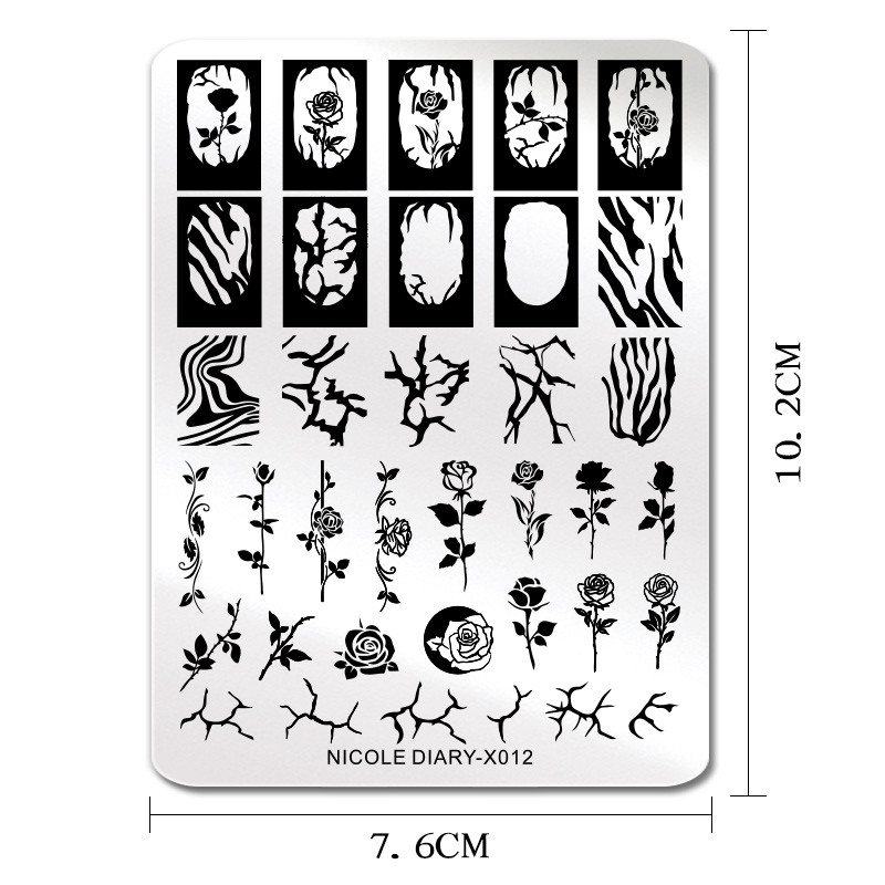 NIKOLAS DIENASGRĀMATA Franču puķu lapas nagu mākslas štancēšanas plāksnes ģeometrija viļņu līniju zīmēšanas veidnes nagu zīmogu veidņu trafaretu rīks DIY