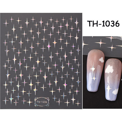 Autocolante argintii metalice pentru arta unghiilor 3D Star Moon Pegasus Glisor auto-adeziv Soarele cu model abstract Decalcomanii Decorarea unghiilor Manichiura
