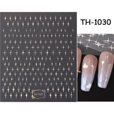 Autocolante argintii metalice pentru arta unghiilor 3D Star Moon Pegasus Glisor auto-adeziv Soarele cu model abstract Decalcomanii Decorarea unghiilor Manichiura