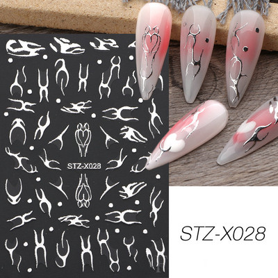 Autocolante argintii metalice pentru arta unghiilor 3D Star Moon Pegasus Glisor auto-adeziv Soarele cu model abstract Decalcomanii Decorarea unghiilor Manichiura