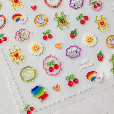 Cherry Smile Heart Symbol High Quality Jelly Series Adeziv pentru unghii Nail Art Decoration Decals Design