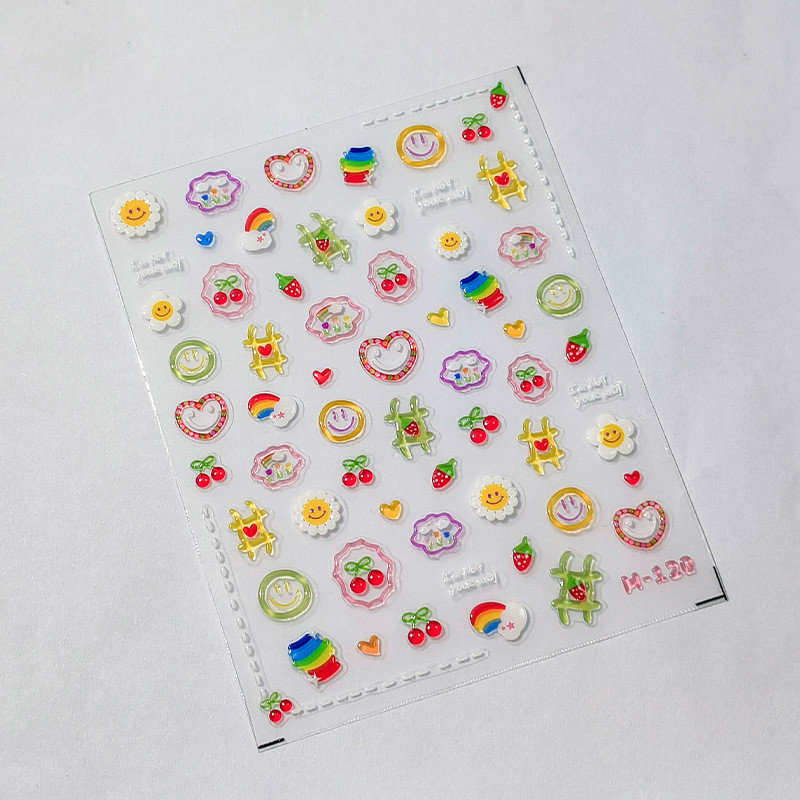 Cherry Smile Heart Symbol Visokokvalitetna Jelly serija Ljepljiva naljepnica za nokte Naljepnice za ukrašavanje noktiju Dizajn naljepnica