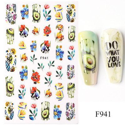 Plavi leptir Naljepnice za nokte Naljepnice Cvijeće Ukrasi 3D klizači Holografski dizajni Ljetne folije za nokte Manikura TRF672-681